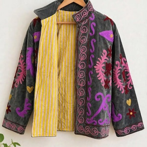 Embroidered Boho Jacket, Colorful Folk Art Jacket, Handmade Statement Coat