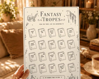 Fantasy Tropes Reading Tracker Printable Fantasy Book Journal Page Reading Challenge Tracker Chosen One Dragon Rider Magic School Download