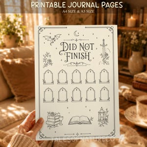 Fantasy is niet klaar Tracker Afdrukbare DNF-leeslogboek Fantasy Book Journal-pagina onvoltooide boeken Tracker Reader planner downloaden