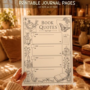 Book Quotes Printable Reading Journal Page Book Lover Planner Insert Favourite Literary Quotes Tracker Instant Download Reader Gift Bookish