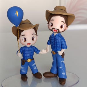 Personalized Father Son Cake Topper, Custom Family Cake Topper, Dad Birthday Cake Decoration, Handmade Clay Family Figurine,  Keepsake