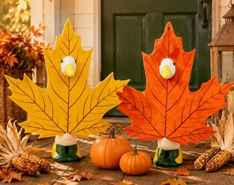 Herbstliche Veranda-Gänsekleidung für 23-Zoll-Gänse, Ahornblatt-Outfit, Thanksgiving-Kostüm, Herbstliche Rasendekoration, Rustikale Veranda-Akzente