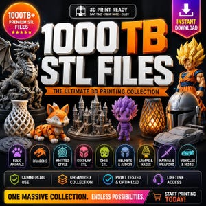 1000 TB Mega-STL-Dateien-Bundle | Miniaturen, Drachen, Anime, Cosplay (Digitaler Download)
