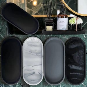 Silikon-Badezimmerablage | Moderner Organizer für Parfüm und Kosmetik | Rechteckige Schmuckablage | Dekorative Ablage für den Waschtisch