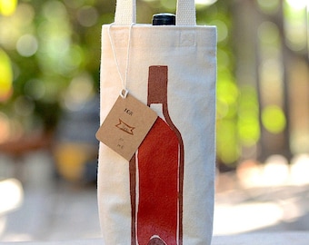 Wine Tote Bag, Graphic Wine Bag, Screen Printed Canvas Wine Tote, White Wine Lover, Red Wine or White Wine