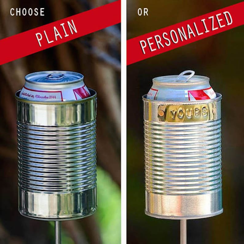 Hobo Tin Can Beer Holder/ Garden Drink Holder/ Outdoor Beverage Holder/ Gift for him Bild 2