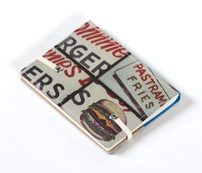 Upcycled Mini Journal Burgers N Thangs Edition, Hamburger Journal, Burger Notebook, Ready to Ship image 5