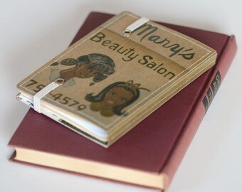 Upcycled Mini Journal- Beauty Parlor Edition