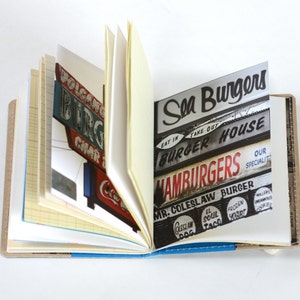 Upcycled Mini Journal Burgers N Thangs Edition, Hamburger Journal, Burger Notebook, Ready to Ship image 3