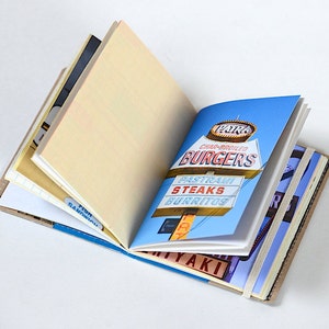 Upcycled Mini Journal Burgers N Thangs Edition, Hamburger Journal, Burger Notebook, Ready to Ship image 4