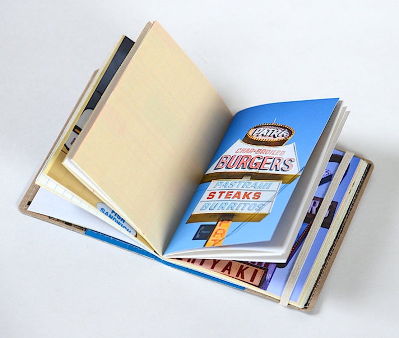 Upcycled Mini Journal Burgers N Thangs Edition, Hamburger Journal, Burger Notebook, Ready to Ship image 4