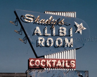 Vintage Los Angeles Photography/ Bar Decor/ Classic Bar Sign/ Color Photography Print