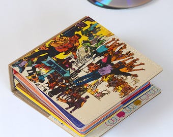 Estuche para 18 CD/DVD hecho a mano con portadas de álbumes recicladas, cartera para CD, álbum de DVD, almacenamiento de videojuegos
