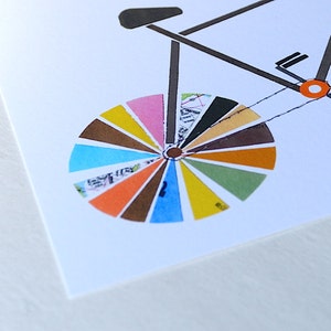 Recycled Bicycle Print, Original Bicycle Art Print, Colorful Home Decor, Affordable Art image 3