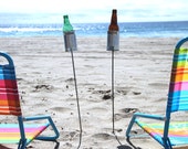 2 Hobo Tin Can Beer Holders/ Personalized Beach Drink Holders