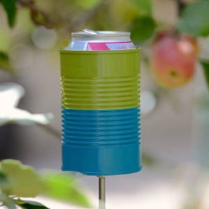 Pair of Two Tone Hobo Tin Can Beer Holder/ 2 Garden Drink Holders Choose your colors image 8