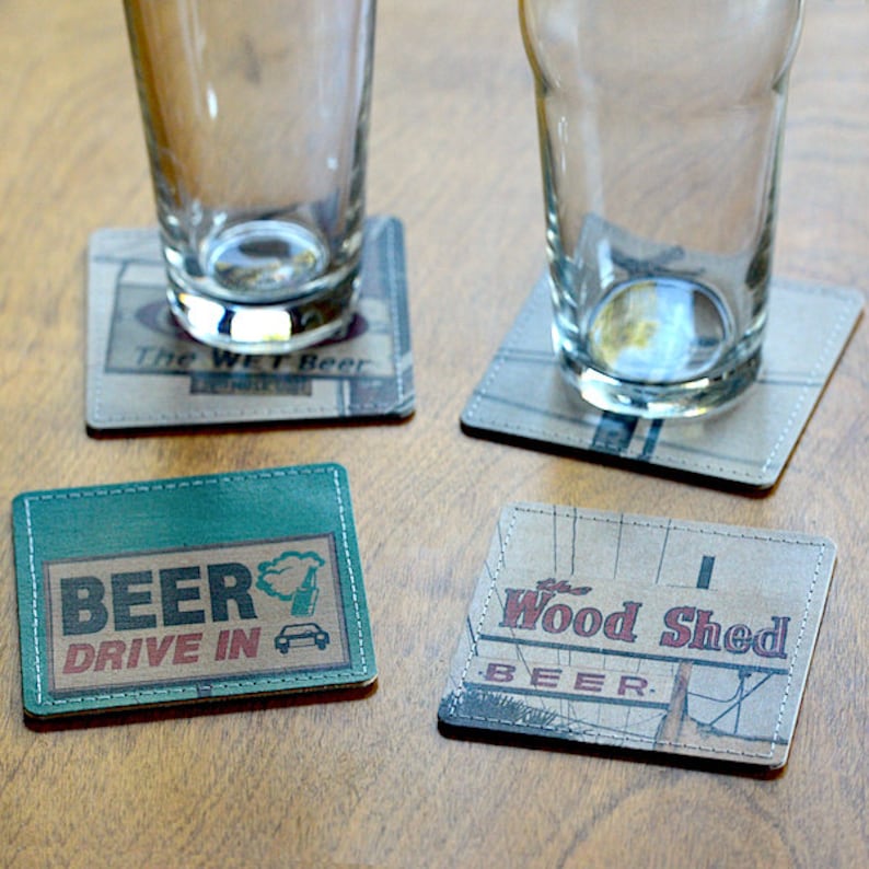 Beer Bar Photo Coasters Handmade From Upcycled Cardboard Etsy