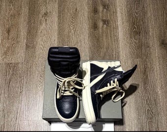Sneakers Geobasket di Rick Owens in pelle nera spessa - Scarpe alte in vera pelle