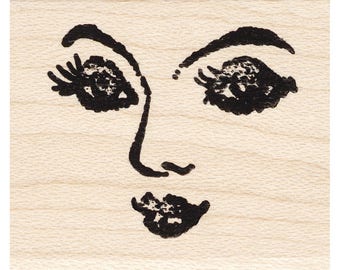 Sultry Face 912D Beeswax Rubber Stamps Unmounted, Cling, Mounted Stamp People, Faces, Portraits Stamping