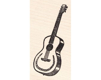 Guitar 771F Beeswax Rubber Stamps Unmounted, Cling, Mounted Stamp Collage Stamping