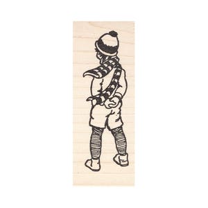 Winter Boy 568E Beeswax Rubber Stamps Unmounted, Cling, Mounted Stamp People, Child Children Stamping