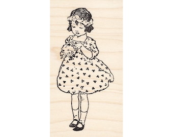 Flower Child 465I Beeswax Rubber Stamps Unmounted, Cling, Mounted Stamp People, Child Children Stamping