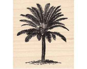 Bushy Palm 417L Beeswax Rubber Stamps Unmounted, Cling, Mounted Stamp Scenic, Landscape Stamping