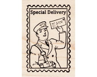 Special Delivery Post 1590F Beeswax Rubber Stamps Unmounted, Cling, Mounted Stamp Collage Stamping