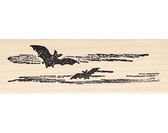 Flying Bats 519F Beeswax Rubber Stamps Unmounted, Cling, Mounted Stamp Halloween Stamping