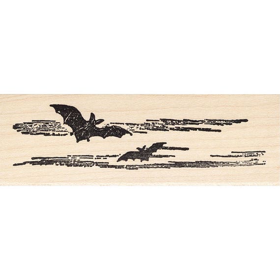 Flying Bats 519F Beeswax Rubber Stamps Unmounted, Cling, Mounted Stamp Halloween Stamping