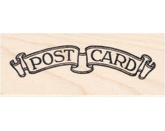 Post Card Scroll 1414E Beeswax Rubber Stamps Unmounted Cling, Mounted Stamp Collage Stamping