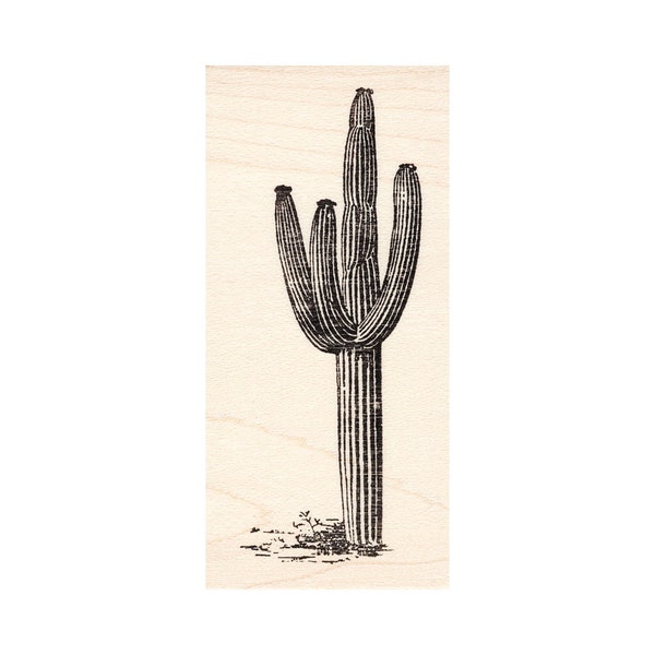 Saguaro Cactus Medium 1732H Beeswax Rubber Stamps Unmounted, Cling, Mounted Stamp Scenic, Landscape Stamping