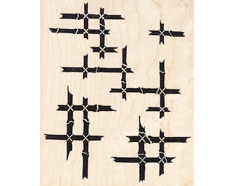 Sellos de cera de abeja Bamboo Criss/Cross 698P sin montar, adhesivos, collage de sellos montados, estampado de fondo asiático