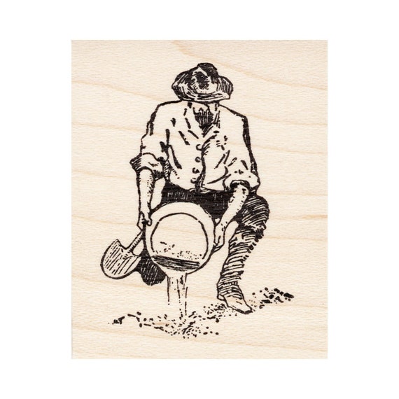 Gold Panning 1684F Beeswax Rubber Stamps Unmounted, Cling