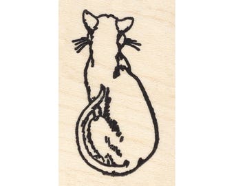Large Cat Watching 825D Cat Rubber Stamp, Animal, Nature, Kitty