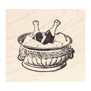 Champagne Bucket 1410C Beeswax Rubber Stamps Unmounted, Cling, Mounted Stamp Collage Stamping
