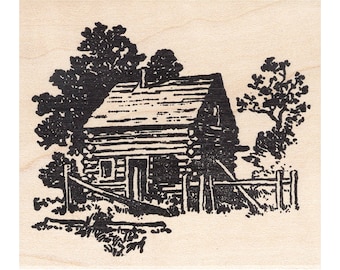 Small Cabin 307I Beeswax Rubber Stamps Architecture Unmounted, Cling, Mounted Stamp Building Stamping