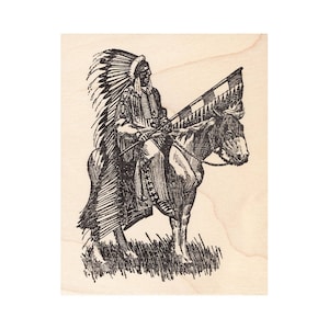Chief on Horse 963K Beeswax Rubber Stamps Mounted Stamp People, Men & Women Stamping