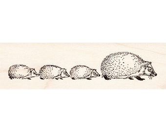Hedgehog with Babies 1656E Beeswax Rubber Stamps Unmounted, Cling, Mounted Stamp Science, Nature, Animal Stamping