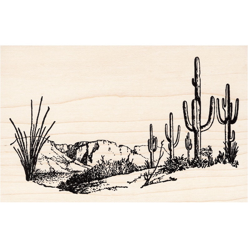 Cling Mounted Stamp Scenic Landscape Stamping Mesa Scene 1487N Beeswax Rubber Stamps Unmounted