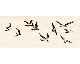 Bird Line Birds Quartet Wood Mounted Rubber Stamp Impression Obsession G13030NEW 