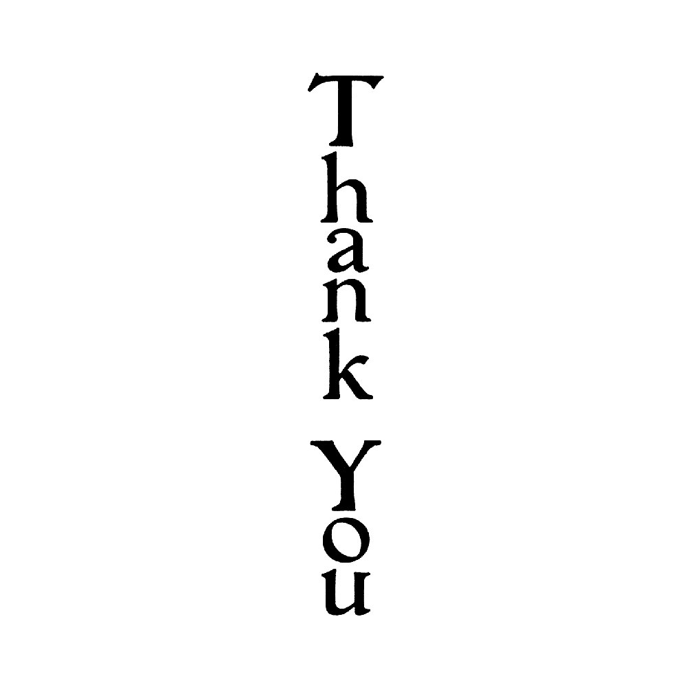 Thank You Vertical 1449G Beeswax Rubber Stamps Unmounted, Cling 