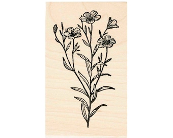 Flax Flowers 270K Beeswax Rubber Stamps Unmounted, Cling, Mounted Stamp Scenic, Landscape Stamping