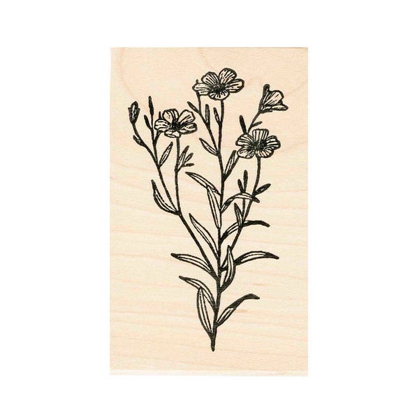 Flax Flowers 270K Beeswax Rubber Stamps Unmounted, Cling, Mounted Stamp Scenic, Landscape Stamping