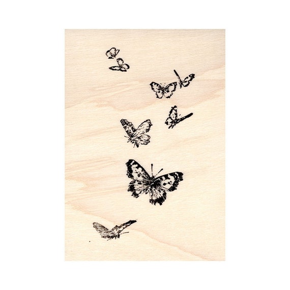 Tiny Rubber Stamps Flower and Butterfly Rubber Stamps 