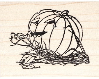 Jack-O-Lantern 520F Beeswax Rubber Stamps Unmounted, Cling, Mounted Stamp Halloween Stamping