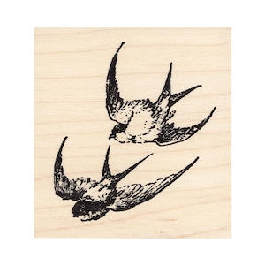 Barn Swallows 1324J Bird Rubber Stamp, Animal, Scenic, Landscape Stamping