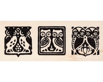 Owl Motif 1599J Beeswax Rubber Stamps Unmounted, Cling, Mounted Stamp Collage Stamping