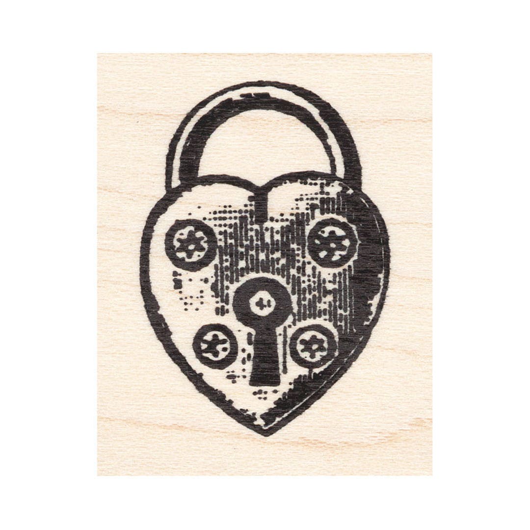 Simple Lock Stamp Heart Lock 719E Beeswax Rubber Stamps Unmounted, Cling, Mounted Stamp ...