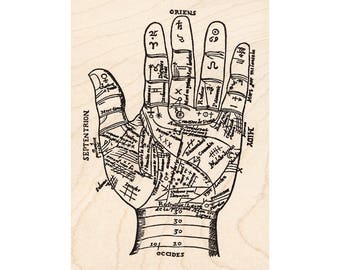 Large Palm Reading 752L Beeswax Rubber Stamps Unmounted, Cling, Mounted Stamp Astrology Collage Stamping